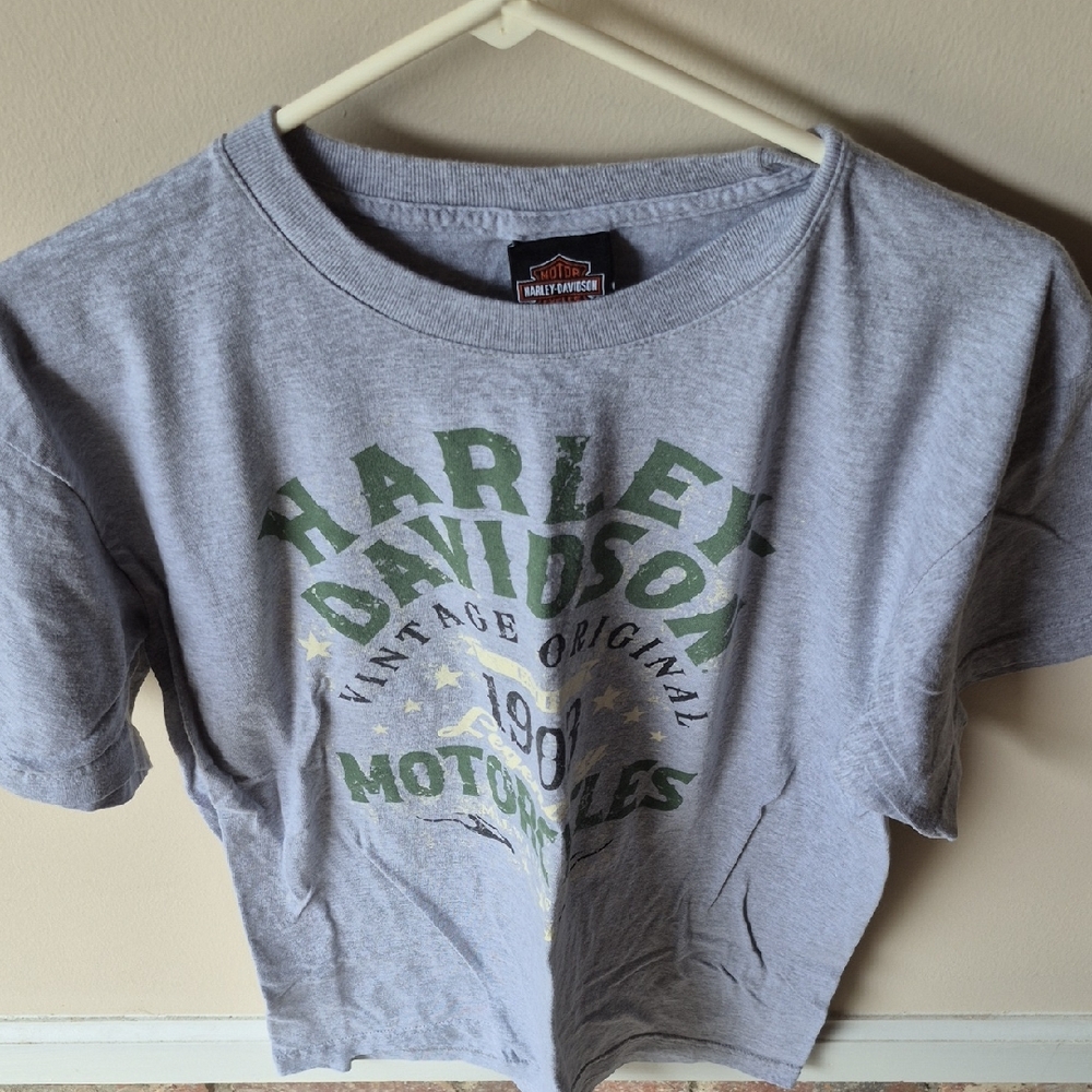 Harley-Davidson Ladies Adult Gray and Green T-Shirt